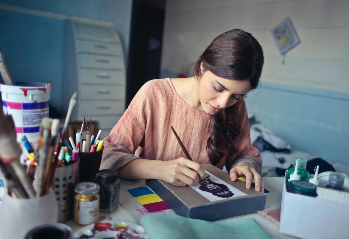 Woman working on a craft project