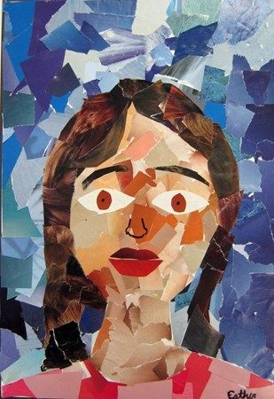 Patchwork Self Portrait mad of paper scraps