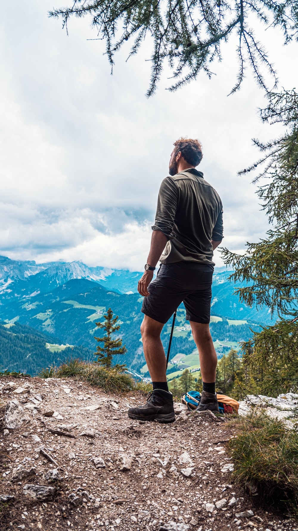 Man on a hike in the mountains